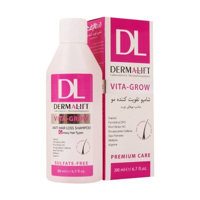 شامپو تقویت کننده موی چرب ویتا گرو  Vita Grow Anti Hair Loss Shampoo For Greasy Hair Dermalift